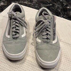 Vans Women's Gray and White Zip Sneakers